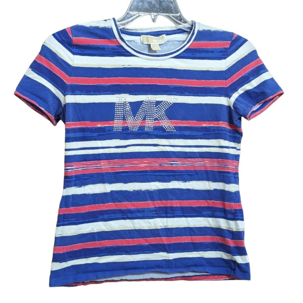 Michael Kors Short Sleeve T-Shirt Women's T-Shirt Medium Red White & Blue